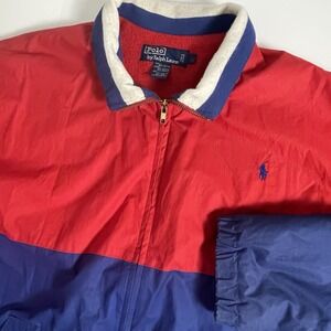 Polo Ralph Lauren Vintage Men's Large Fleece Lined Jacket Color-block Red Blue